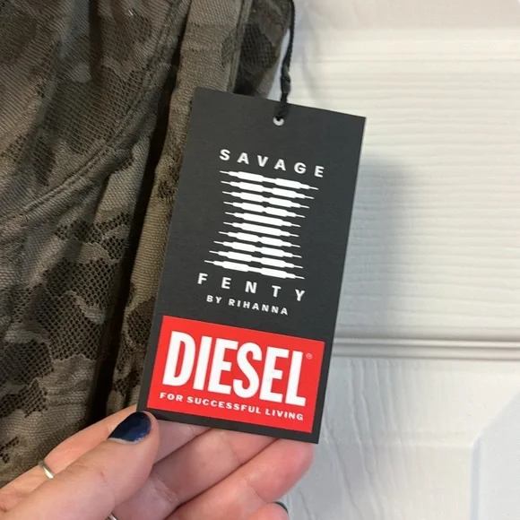 NWT Savage x Fenty Diesel camo green lace long corset bustier slip lingerie 1X * - Picture 7 of 9